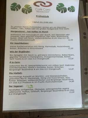 Frühstückskarte  at Cafe Caro  in Aschaffenburg