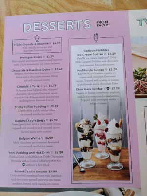 Dessert menu, May 2021 at The Freeman in Bridlington