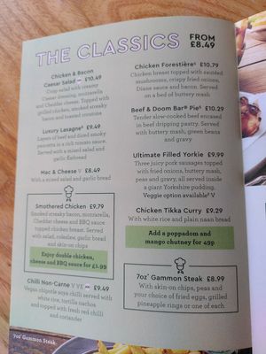 Menu, May 2021 at The Freeman in Bridlington