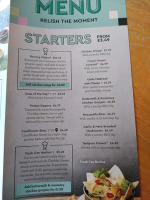 Starter menu, May 2021 at The Freeman in Bridlington