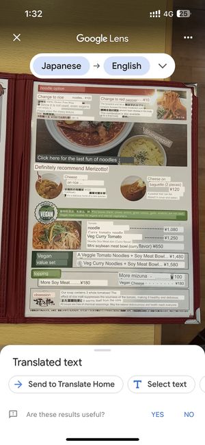 Vegan menu options   at Fuku Noki in Sapporo