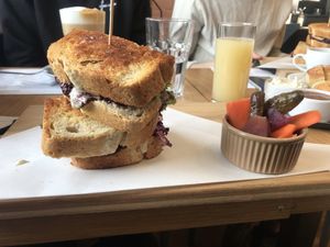 Vegan pastrami sandwich  at Klatka B in Gdansk