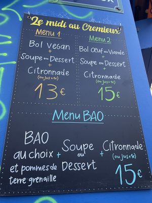 Menu outside the restaurant   at Le Crémieux in Paris