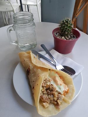Vegan sisig burrito at Cafe Honest in Makati