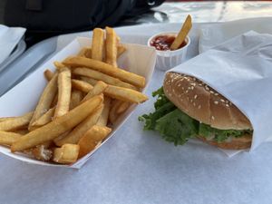 When ordering a burger, you can choose between Impossible and Beyond.  at VBurger in Long Beach