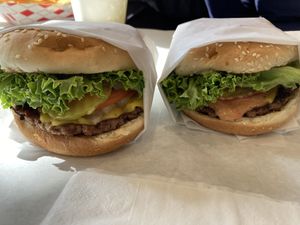 Single burger with guac added  at VBurger in Long Beach