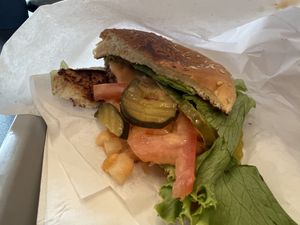 1/8 lb burger (partially eaten)  at VBurger in Long Beach