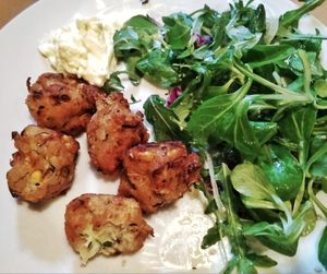 Boliches de calabacín con veganesa at A Morena in Lugo