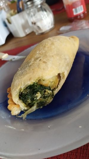 Vegan empanada at Los Kamikazes in Colonia Del Sacramento