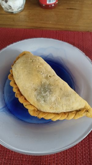 Vegan empanada at Los Kamikazes in Colonia Del Sacramento