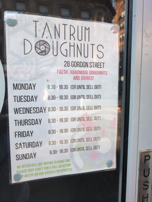 Opening hours at Tantrum Doughnuts in Glasgow