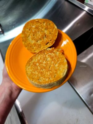 Completely from scratch Vegan Biscuit (made with oat milk) grilled with vegan butter. at Hartland Diner  in Hartland