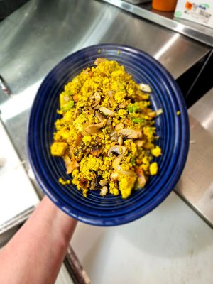 Build your own Vegan Scramble: Hartland Diner Tofu Scramble (made with Vermont Soy Tofu), with grilled mushrooms, onions and hand cut avocado. at Hartland Diner  in Hartland