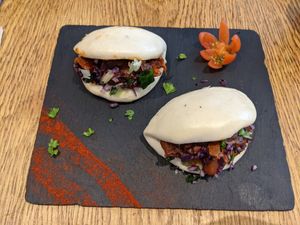 pulled jackfruit bao buns at The Greenhouse in Fleet
