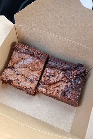 Chocolate fudge brownie (as a takeaway for the road) - Vegan & Gluten-free at The Greenhouse in Fleet