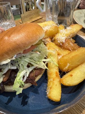 Best burger ever , la vie bacon , truffle parm chips   at The Greenhouse in Fleet