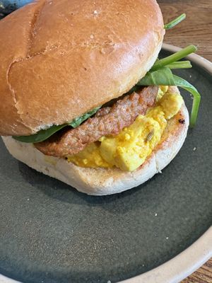 Sausage and scramble bap  at The Greenhouse in Fleet