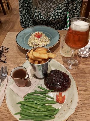 Seitan steak and mushroom tagliatelle at The Greenhouse in Fleet