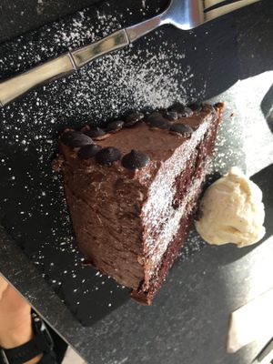 Vegan gluten-free choc cake & ice cream at The Greenhouse in Fleet