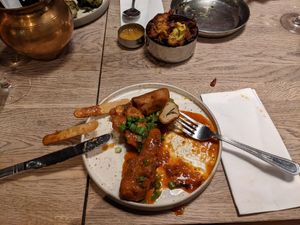 "chicken" skewer starter at Curry Leaf Cafe - South Lanes in Brighton