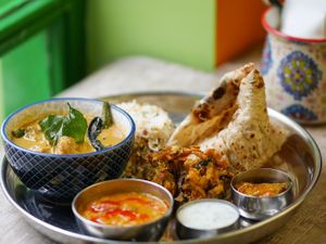 Veg curry thali at Curry Leaf Cafe - South Lanes in Brighton