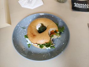 "Salmon" bagel at Plant Base in Berlin