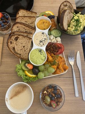 Plate for 2 and scrubbed tofu  at Plant Base in Berlin