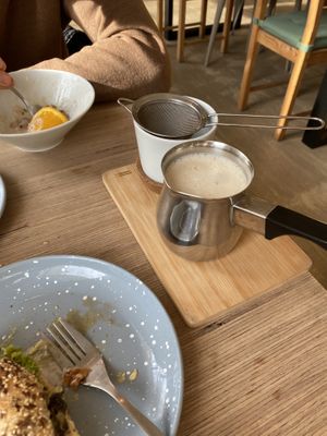 Real matcha latte, not from a can  at Plant Base in Berlin