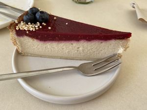 Raspberry cheesecake (alright but lacks creaminess)  at Plant Base in Berlin