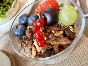 yoghurt w/ crunch & fruit  at Plant Base in Berlin