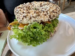 'lox' bagel  at Plant Base in Berlin