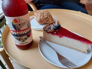 Loved the vegan cheescake. Would have loved to try more like the scrambled tofu but we only had so much time in Berlin. at Plant Base in Berlin