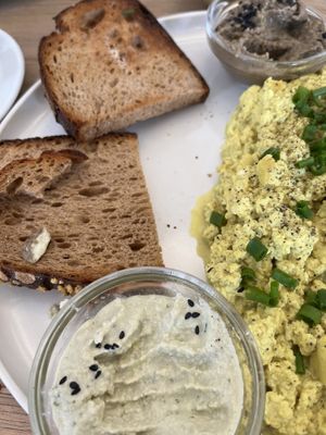Scrambled tofu with 2 pastes  at Plant Base in Berlin