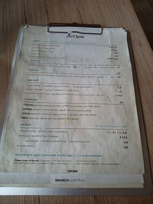 Menu page 1 at Plant Base in Berlin