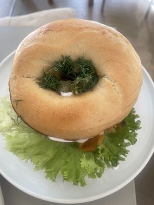 Salmon bagel  at Plant Base in Berlin