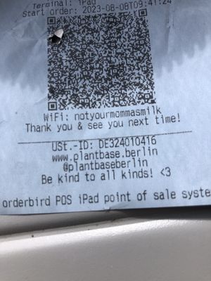 Love the Wi-Fi   at Plant Base in Berlin