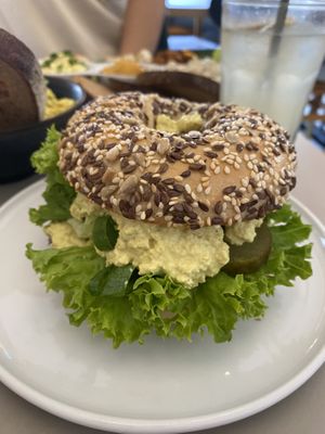 The scrambled tofu bagel-delicious  at Plant Base in Berlin