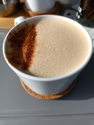 Pumpkin spice latte at Plant Base in Berlin