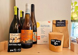 Wine. Granola. Signature dips. at Plant Base in Berlin