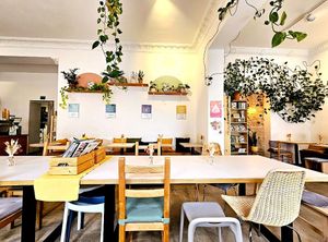 Inside! Tons of seating at Plant Base in Berlin