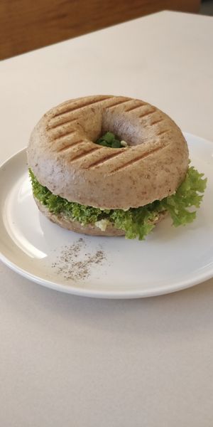 Bagel with "Egg"-creme at Plant Base in Berlin