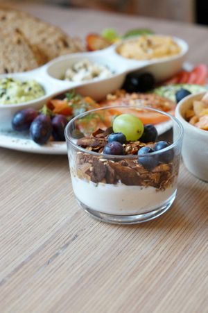 Homemade granola at Plant Base in Berlin