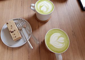 White Choc & Coffee Block, Matcha Latte at Plant Base in Berlin