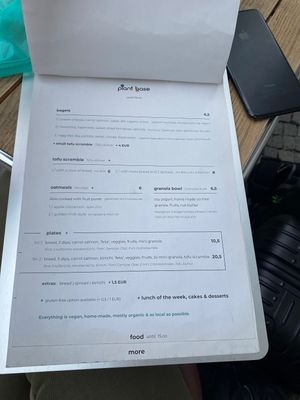 Menu  at Plant Base in Berlin
