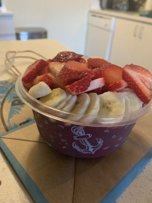 Açaí with banana and fresh strawbs  at Playa Bowls in Brighton