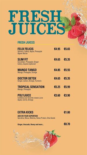 Fresh juices are a great way to start your day  at Magic Potion in Paphos