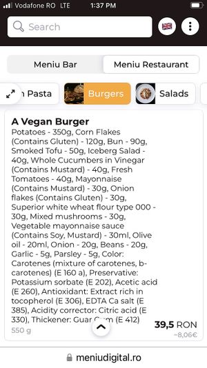 Vegan ingredients   at Shadow in Cluj-napoca