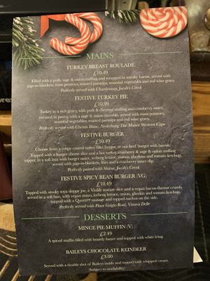 Festive menu with vegan option  at The Ram Inn in Burnley