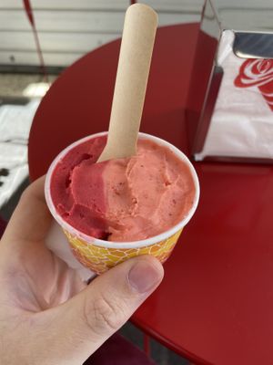 Raspberry and strawberry   at Volo in Azay-le-rideau