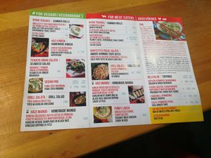 Menu at Funky Pho in Budapest